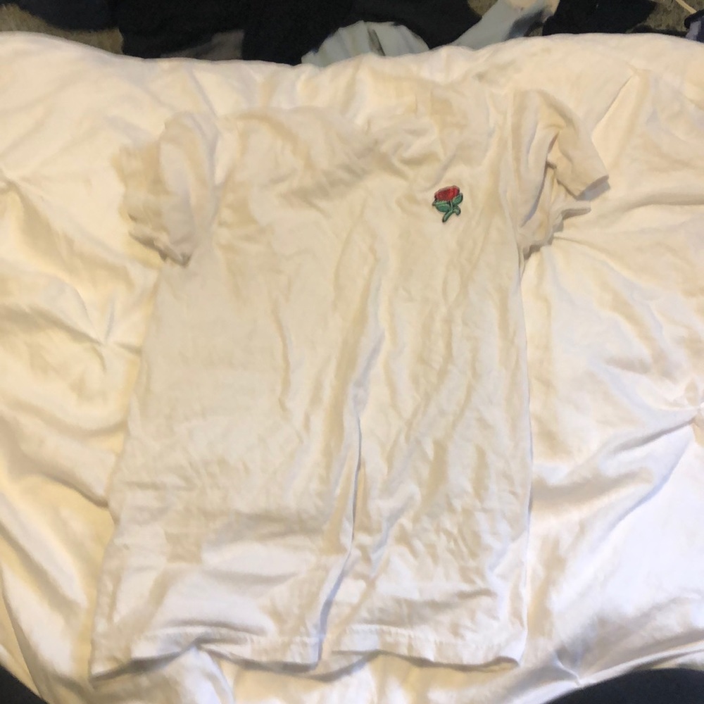 White Tee with Rose